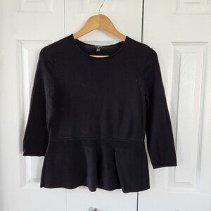 Talbots Black Peplum 3/4 Sleeve Pullover Sweater